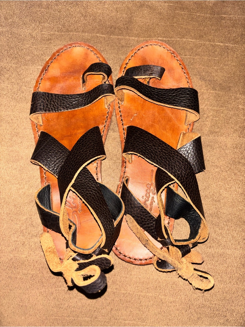 Sbicca Leather Lace-Up Women's Sandals with Tan Footbed